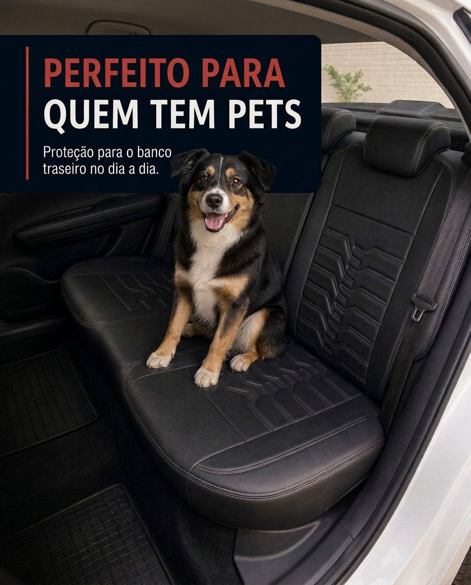 Capa protegendo o banco traseiro para quem transporta pets