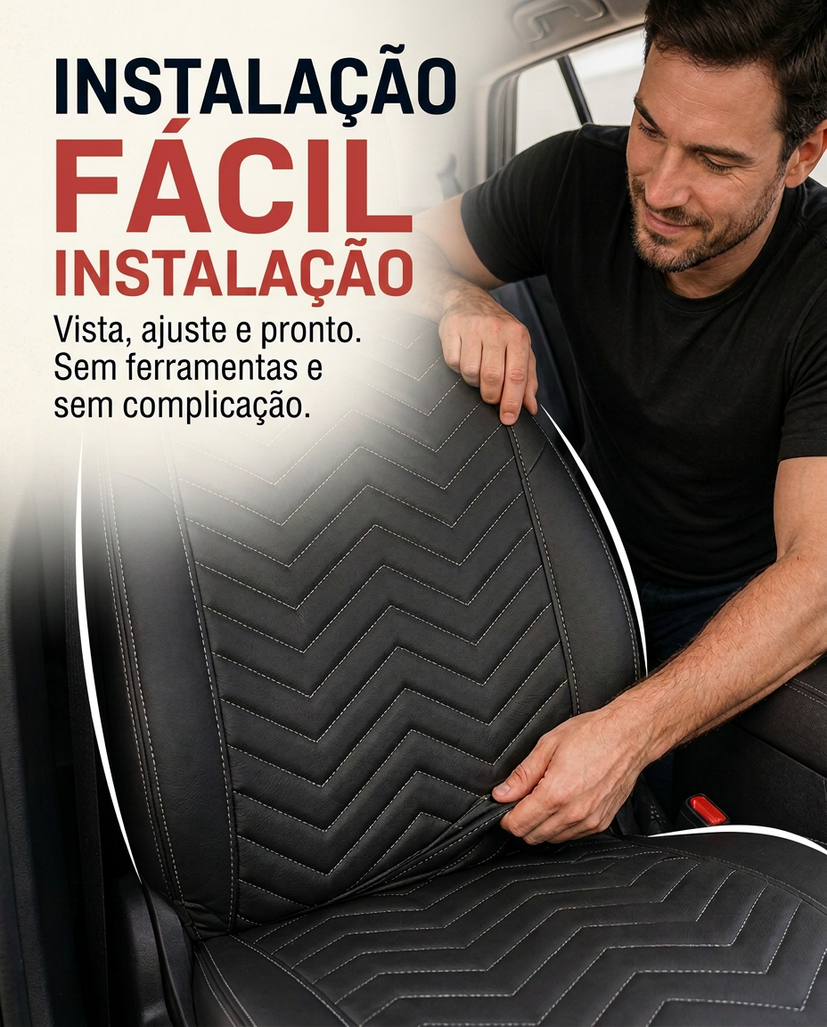 Instalação fácil da capa no banco dianteiro