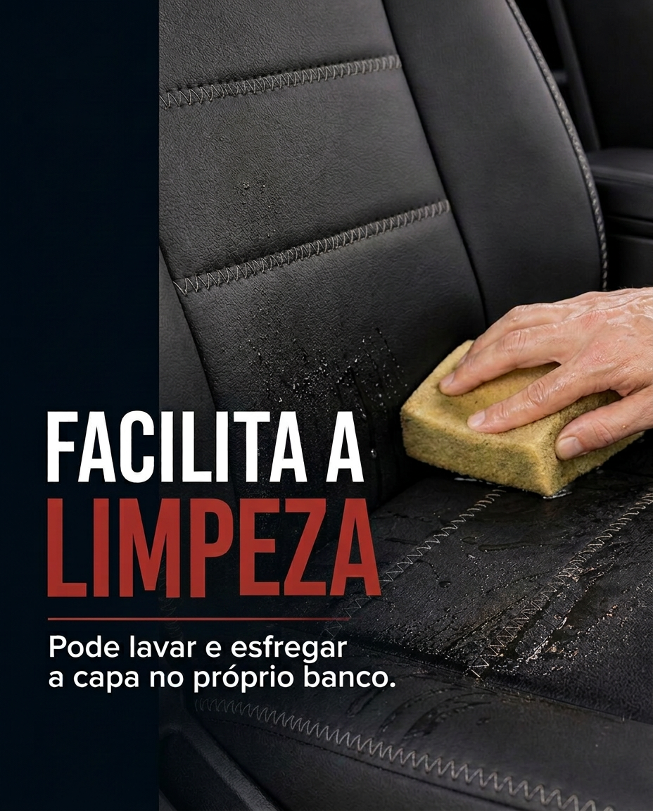 Capa automotiva sendo limpa com uma esponja
